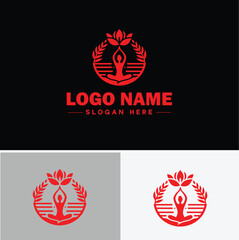 yoga studio icon Yoga sanctuary Yoga center Yoga school flat logo sign symbol editable vector