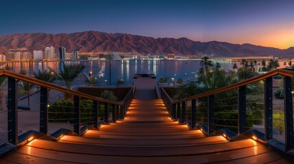 Cityscape with Mountain and Ocean