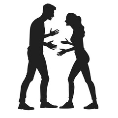 Silhouettes of a women and men quarreling