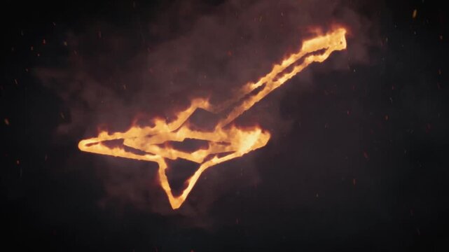 Teaser - rock and roll, heavy metal in fiery images, guitar and skull