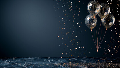 Black background water drops balloons