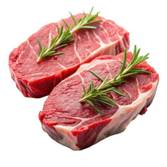 Two raw steaks isolated on transparent background