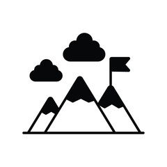 mountain glyph icon with white background vector stock illustration