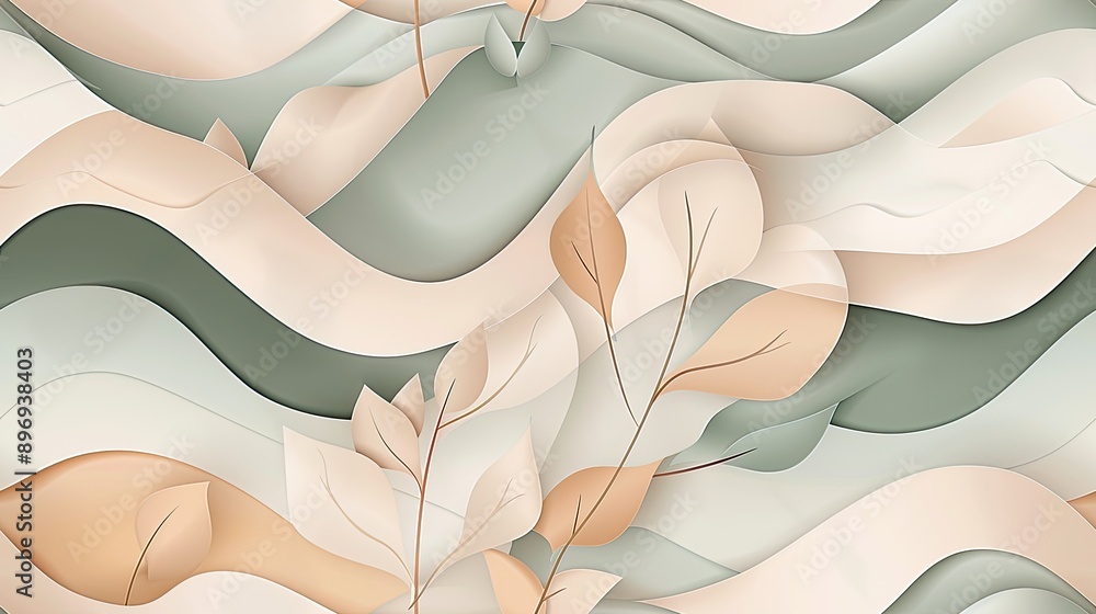 Aufkleber a close-up of a textured background with white and pink 3d feathers on a wavy surface seamless patte