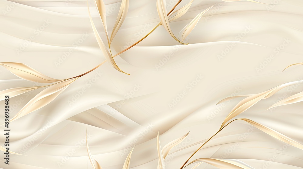 Aufkleber a close-up of a textured background with white and pink 3d feathers on a wavy surface seamless patte