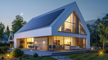 Obraz premium Modern House with Solar Panels