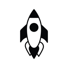 rocket glyph icon with white background vector stock illustration