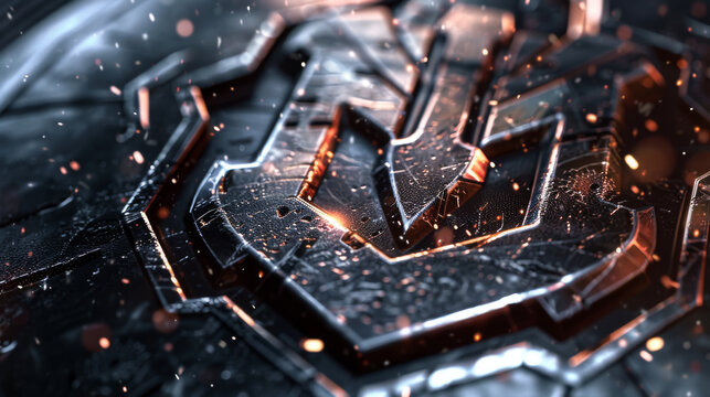 3D fight sports poster with a futuristic metallic logo.