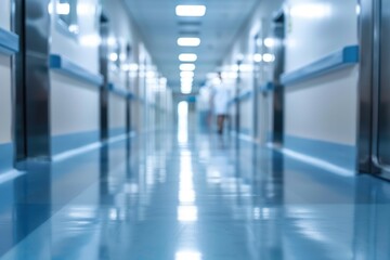 Obraz premium Blurred luxury hospital corridor with healthcare concept.