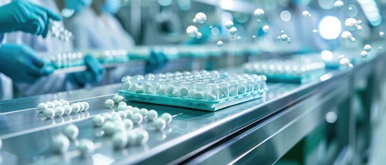 Efficient Production Workers Assembling and Inspecting Products in Clean Facility