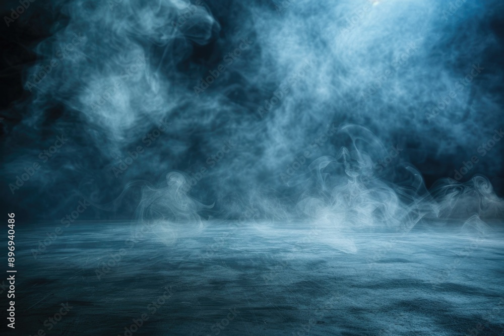 Aufkleber abstract fog in dark room for product placement background.