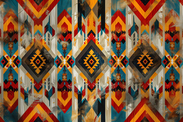 Fototapeta premium A culturally rich wallpaper inspired by Native American beadwork, featuring vibrant patterns and colors that echo traditional designs and symbols