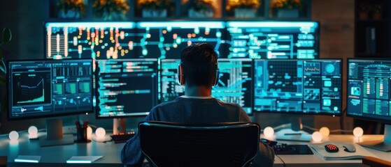 Illuminating the Digital Realm: Programmer Creating Electricity Algorithms in a Dark Room