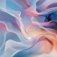 
An abstract album cover for ASMR with a modern art twist, featuring fluid shapes, gentle gradients, and soft, flowing patterns. Utilize a palette of soothing, muted colors and organic forms to convey