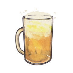 手描き風イラスト劇画・ジョッキビール単品