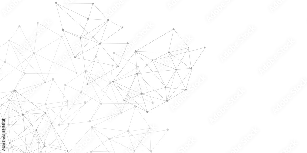 Poster Grey graphic background dots with connections technologies and sharing data as abstract concept.
