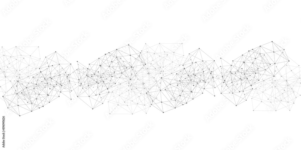 Poster Vector Grey graphic background dots with connections technologies and sharing data as abstract concept.