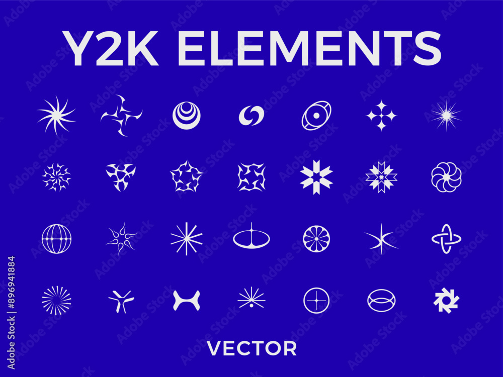Poster retro futuristic elements. y2k style abstract graphic geometric symbols and objects. set of 2000s st