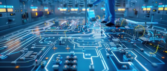 Precision at Work: Engineers Drafting Digital Electricity Schematics