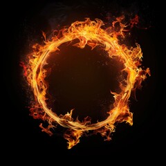 Fototapeta premium Fiery Ring of Light on Dark Background - Abstract Concept of Energy and Power