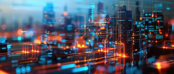 Fototapeta premium Illuminating the Future: Close-up of Advanced Digital Electricity Infrastructure in a Smart City