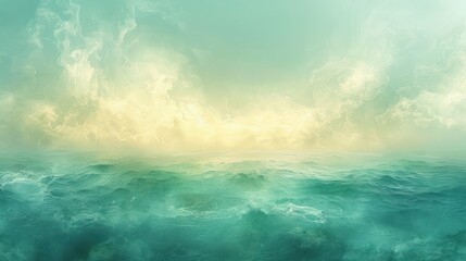 Serene Sea Under a Sky of Soft Pale Clouds