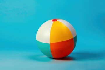 Vibrant Beach Ball on Bright Cyan Background - Commercial Photography Concept