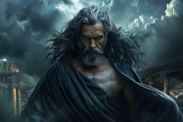 Obraz premium God of the Dead: Hades, Greek Mythology's Aides, Ruler of the Underworld, Brother of Zeus and Poseidon, Married to Persephone, embodying the Power over Death and the Realm of the Departed.