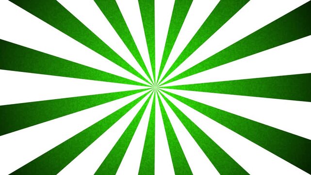 Bold green and white kaleidoscope video animation with dynamic rays
