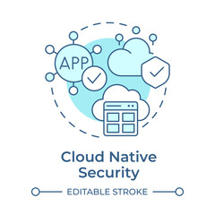Cloud native security soft blue concept icon. Network technology, data breach. Round shape line illustration. Abstract idea. Graphic design. Easy to use in infographic, presentation