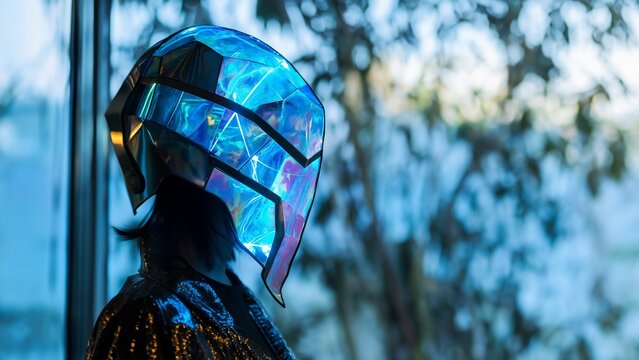 Schillernder Labradorit Blauschirm Helmschutz f&uuml;r Motorradfahrer