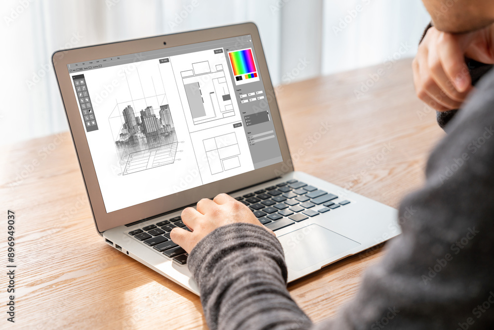 Poster architectural design modish software application for architect business and professional designer