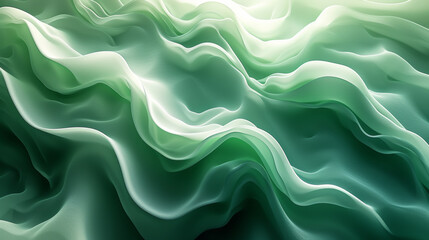 Obraz premium Abstract wavy green fabric background
