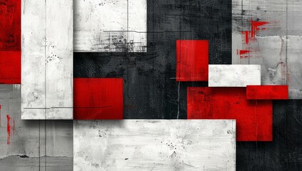 Abstract Red And White Geometric Shapes