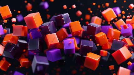 Fototapeta premium Colorful Cubes Floating In Black Space