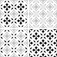 Abstract Seamless Geometric Black and White Pattern with Cross Shape Elements. 