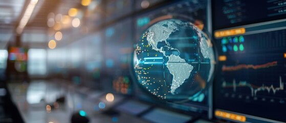 Monitoring Global Weather Patterns in High-Tech Control Room