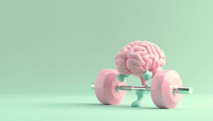 human brain with dumbbell. Created with Ai