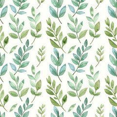 A seamless pattern featuring pastel light green leaves on a soft background. Perfect for nature-inspired designs, wallpapers, and textile prints