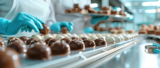 Artisanal Chocolate Factory Workers Ensuring Quality Control in Production © Starkreal