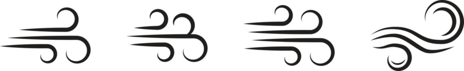 Collection of wind vortex vector icons. Windy weather symbol. Wind gust icon. wind gust air path icon. Vector illustration