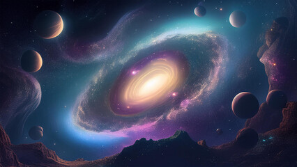 Obraz premium Unimaginable space and planets