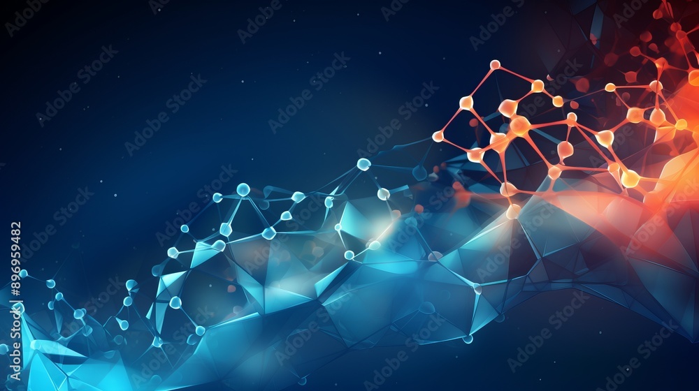 Poster abstract vector science concept with molecular design: modern digital background featuring interconn