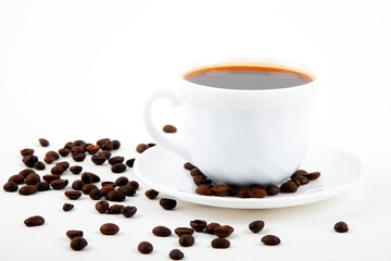 cup of coffee with beans