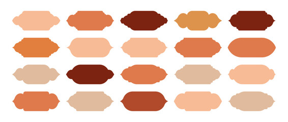 Islamic frames, oriental style objects. Arabic shapes, windows and arches. Traditional ornamental banner, frame. Muslim holidays, Ramadan Kareem. Modern eastern architecture. Vector illustration