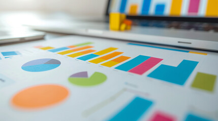 Colorful Business Charts and Graphs: Analyzing Financial Data