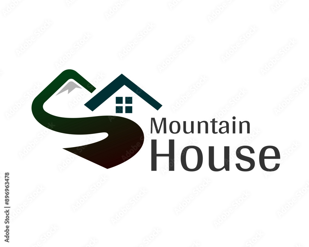 Canvas Prints mountain house way with heart logo design template