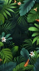 Naklejka premium a dense forest features a unique landscape with varied plant species, capturing the rich diversity of flora in a stylized and visually engaging manner.