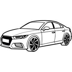 Obraz premium Kids' Sports Car Vector Coloring Page