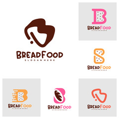 Set of Bread with B logo vector template, Creative Bread fast logo design concepts